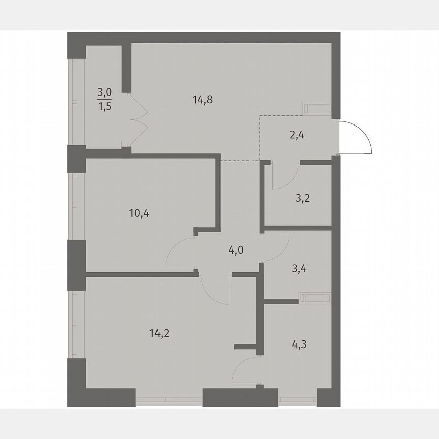 2-к. квартира, 58,2 м², 5/12 эт.