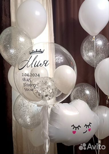 Воздушные шарики, гелиевые шары на выписку