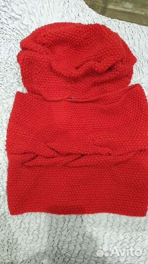 Комплект шапка и снуд женский вязаный