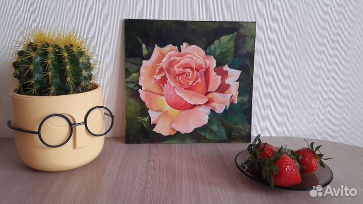 Картина маслом Роза 20*20 см