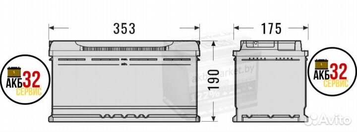 АКБ сервис 32*-ridzel 110А/ч обратной полярности