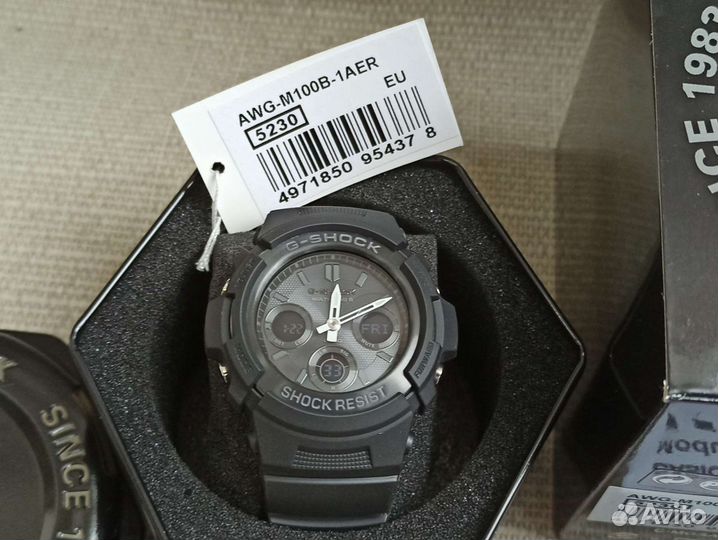 Часы Casio G-Shock AWG-M100B-1A новые Ростест