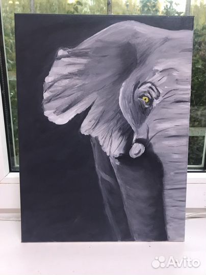 Картина маслом Слон