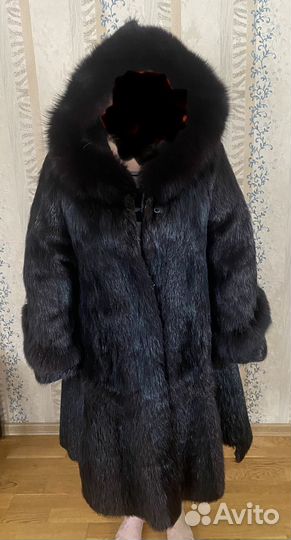 Шуба нутрия отделка песец