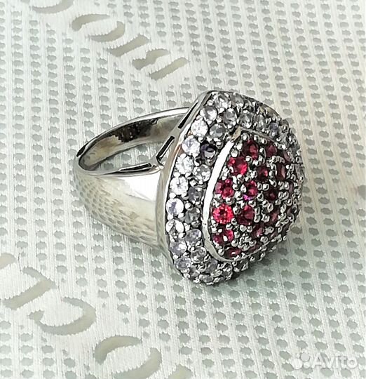 Кольцо серебро танзанит, родолит раз.18,5 К145