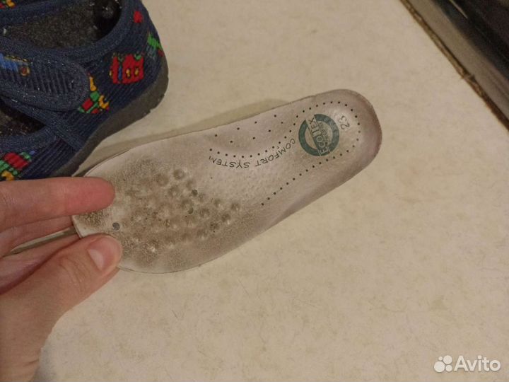 Тряпочные сандалии тёмно-синие на липучке