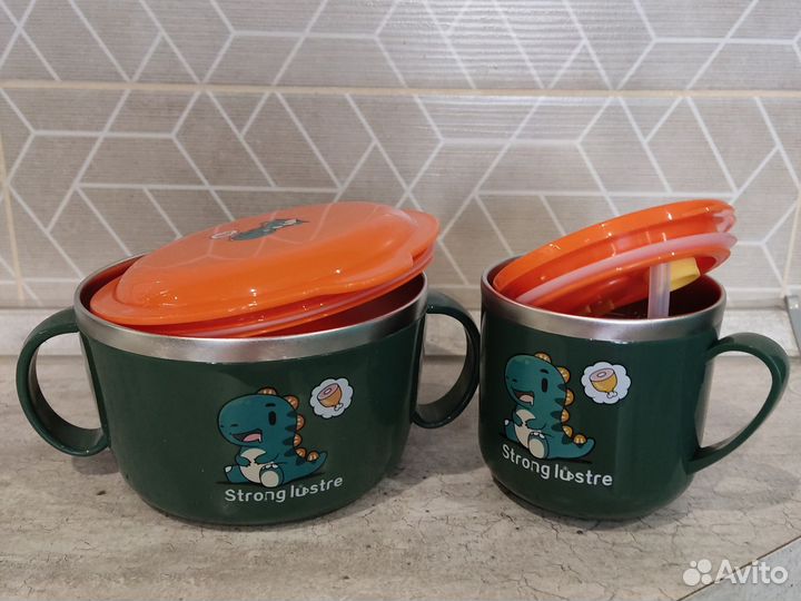 Детская кружка и тарелка термос для прогулок