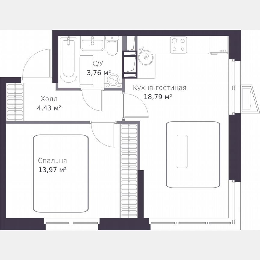 1-к. квартира, 40,9 м², 3/11 эт.