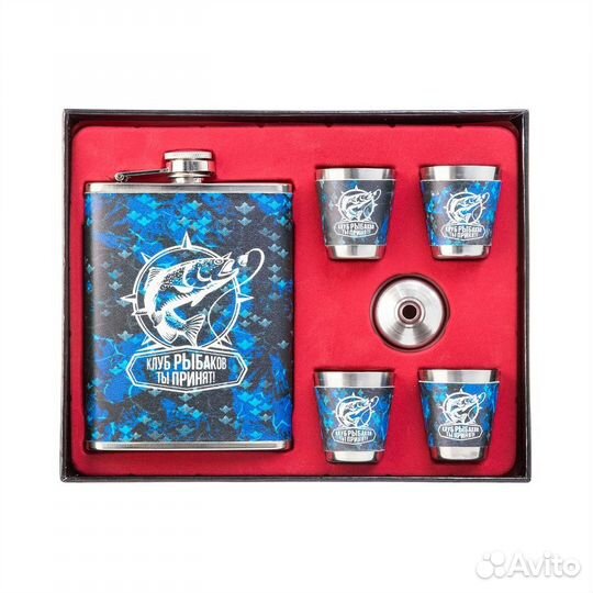 Набор Клуб рыбаков (фляжка + 4 стопки + воронка)