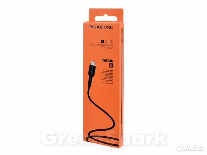 Кабель USB borofone BX16 Easy microUSB 1м черный