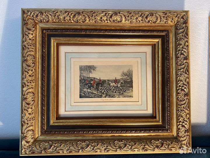 Гравюры антикварные «Охота на лису». Франция