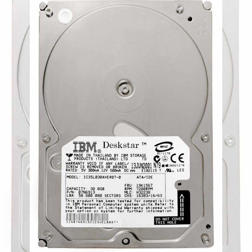 [IC35L030AVER07-0] Жесткий Диск Ibm 30,7gb 7200 Ide Ic35l030aver07-0