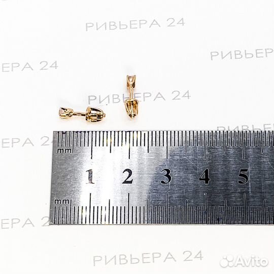 Золотые серьги пусеты 585 пробы с фианитами вес 0