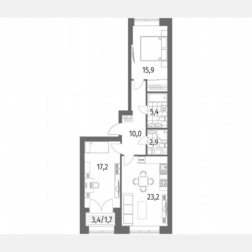 2-к. квартира, 76,3 м², 12/13 эт.