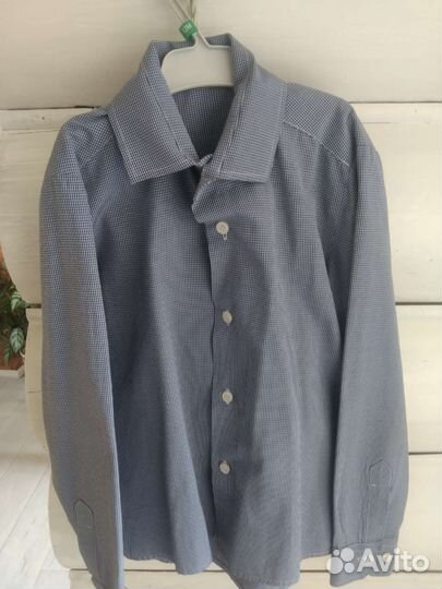 Школьная клетчатая рубашка для мальчиков (тёмная)