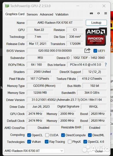 Rx 6700XT MSI