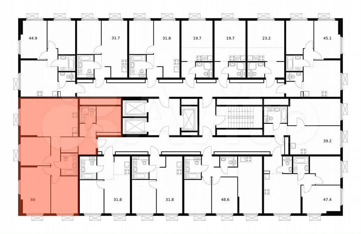 3-к. квартира, 88 м², 3/25 эт.