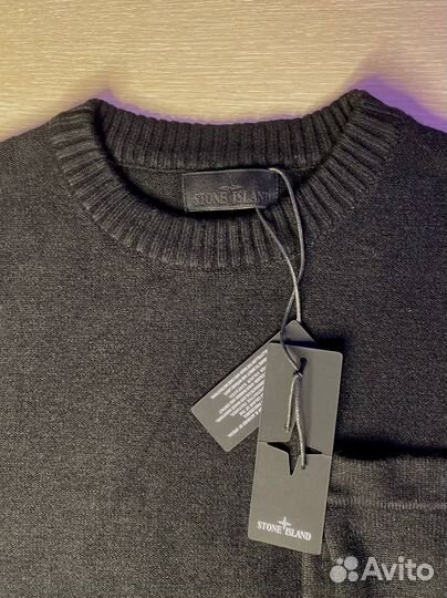 Свитер Stone Island с прямым карманом черный
