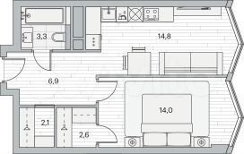 1-к. квартира, 43,7 м², 17/18 эт.
