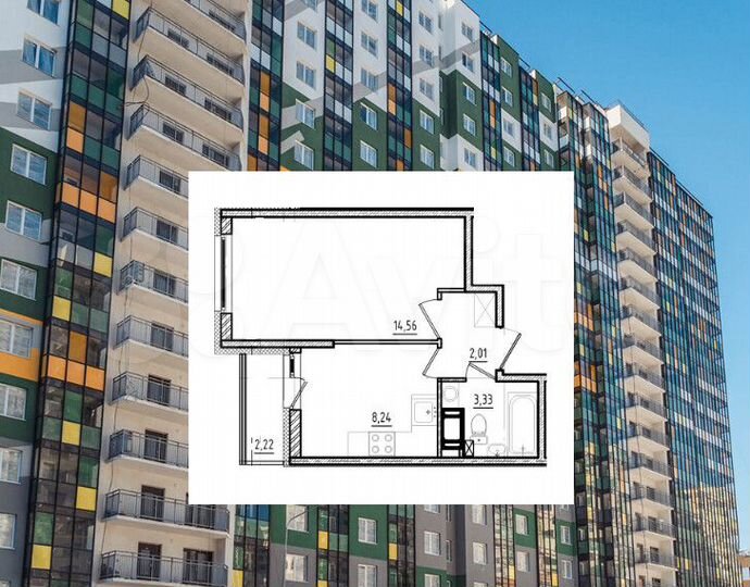 1-к. квартира, 30 м², 11/19 эт.