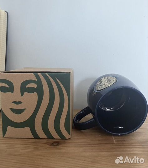 Кружка чашка Starbucks синяя глянцевая новая