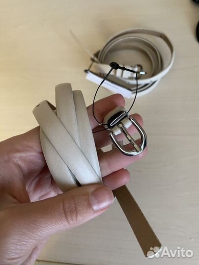 Ремень женский кожаный белый