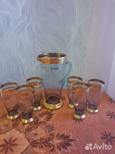 Кувшин с бокалами - набор для морса. Германия.1960