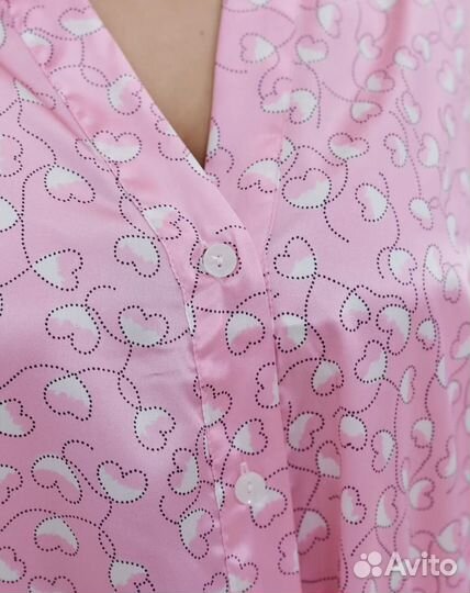 Пижама женская шелковая с рубашкой