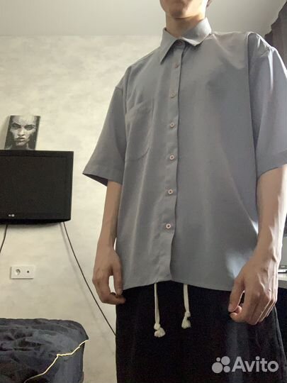 Рубашка темно синяя Hugo Boss оверсайз