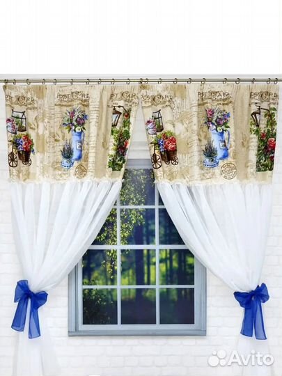 Шторы на кухню короткие