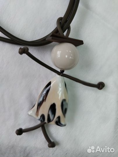 Кулон подвеска куколка муранское на шнурке кожа