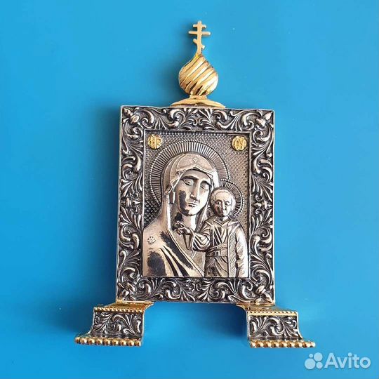Казанская Богоматерь икона серебрение позолота