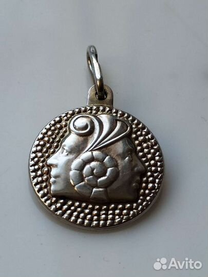 Знак зодиака Рыбы Близнецы кулон серебро СССР винт