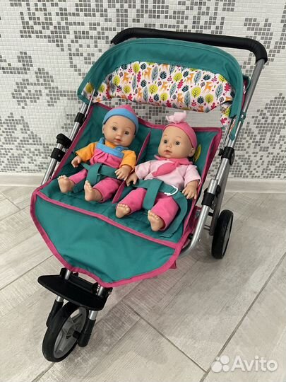 Коляска Demi Star для близнецов Олень и два пупса