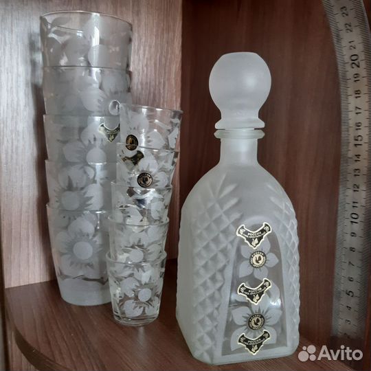 Хрустальный набор штоф+стаканы+стопки