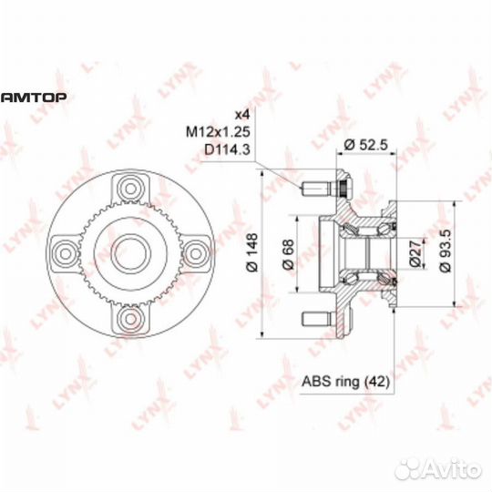 Lynxauto WH1459 Ступица колеса зад прав/лев