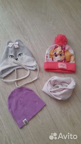 Шапки, снуд на девочку 3-5 лет