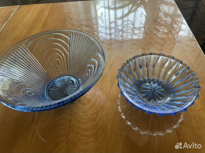 Ваза, салатник, СССР, синее стекло