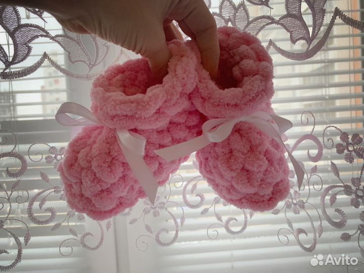 Пинетки вязаные для новорожденных, теплые носочки