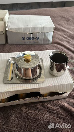 Кофейный набор из нержавеющей стали с золотым покр
