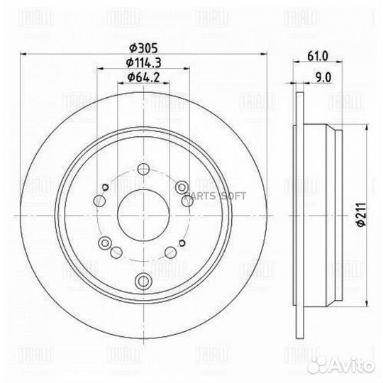 Trialli DF230116 Диск торм. для а/м Honda CR-V II