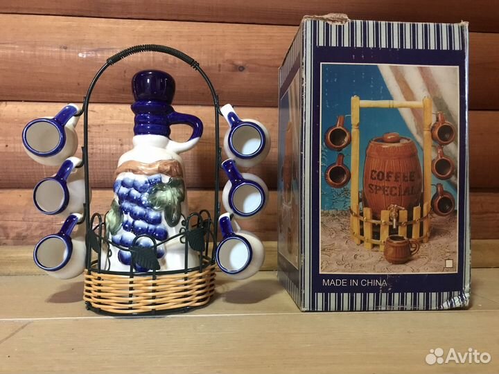 Фарфоровый мини графин со стаканами / рюмками