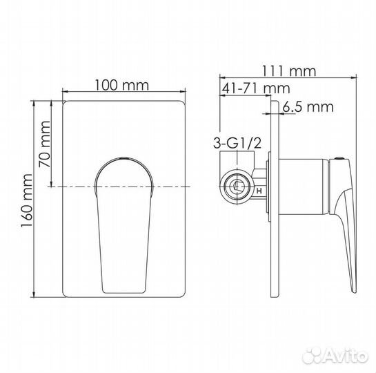 Смеситель Wasserkraft Glan 6651 для душа