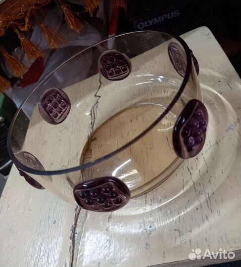 Конфетница цветное стекло СССР