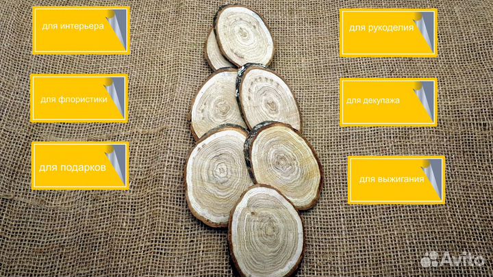 Срез Канадского дуба набор 7 Шлифованные