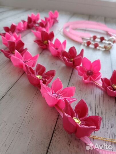 Лента в косу в технике канзаши