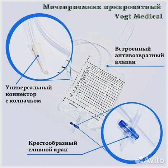 Мочеприемник 1000 мл Vogt Medical за 10 шт