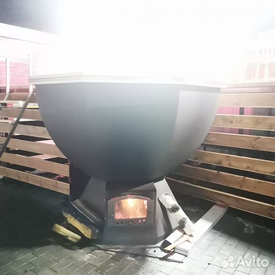 Банный чан на дровах под открытым небом