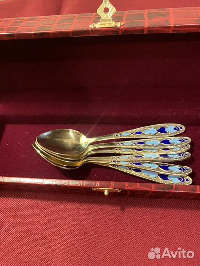 Серебряные ложки с эмалью СССР