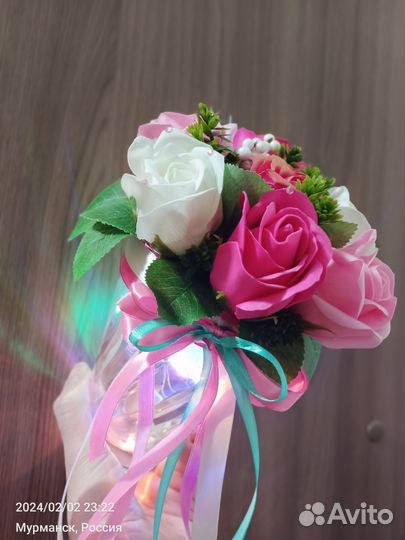 Букет из мыльных роз с подсветкой